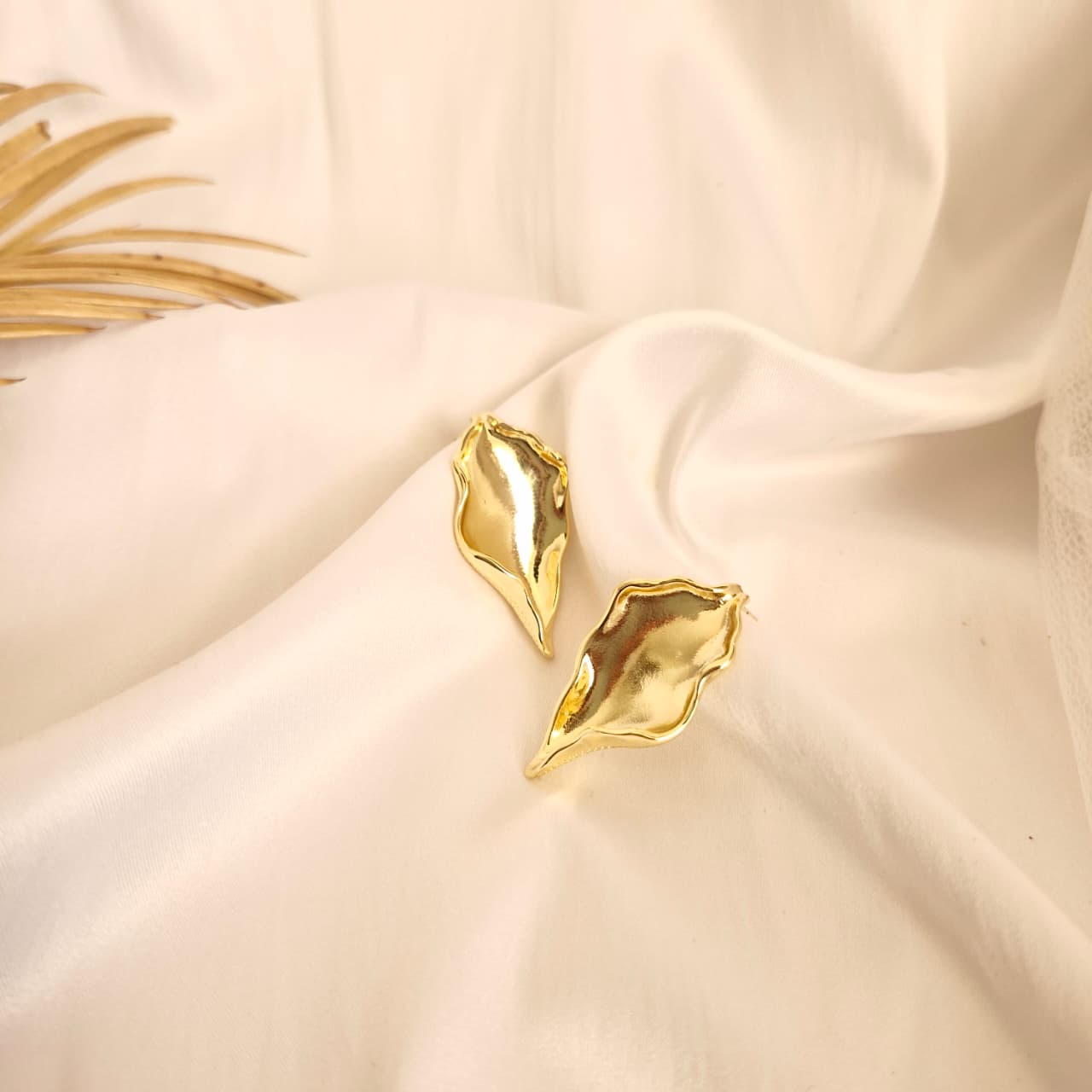 Gold Abstract Leaf Earrings