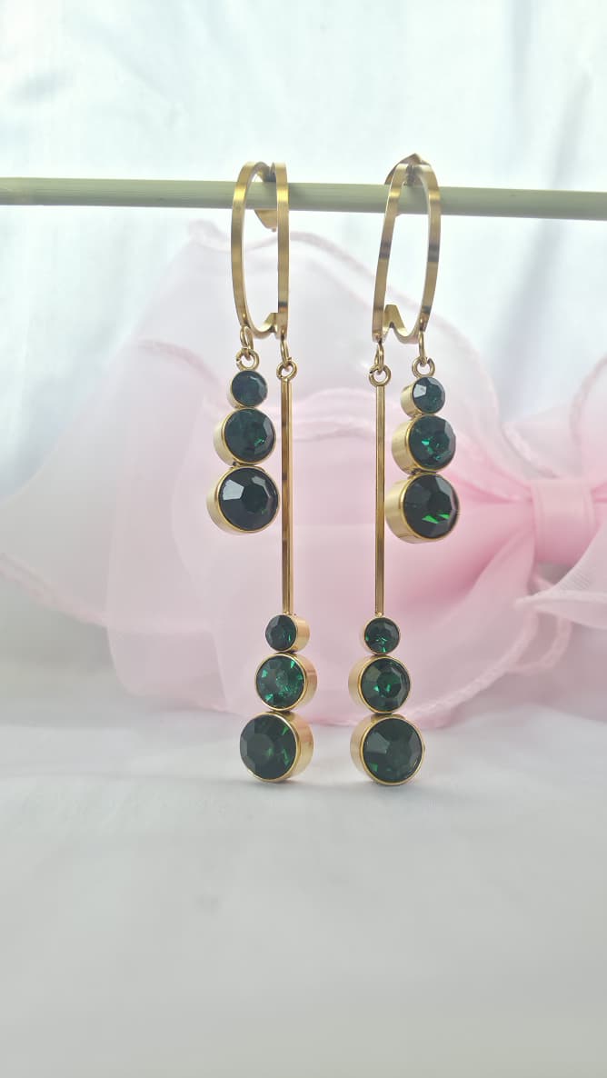 Abstract Emerald Dangle Earrings