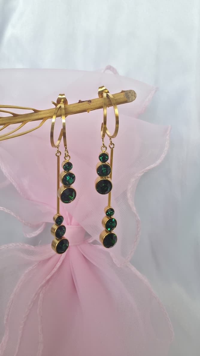 Abstract Emerald Dangle Earrings