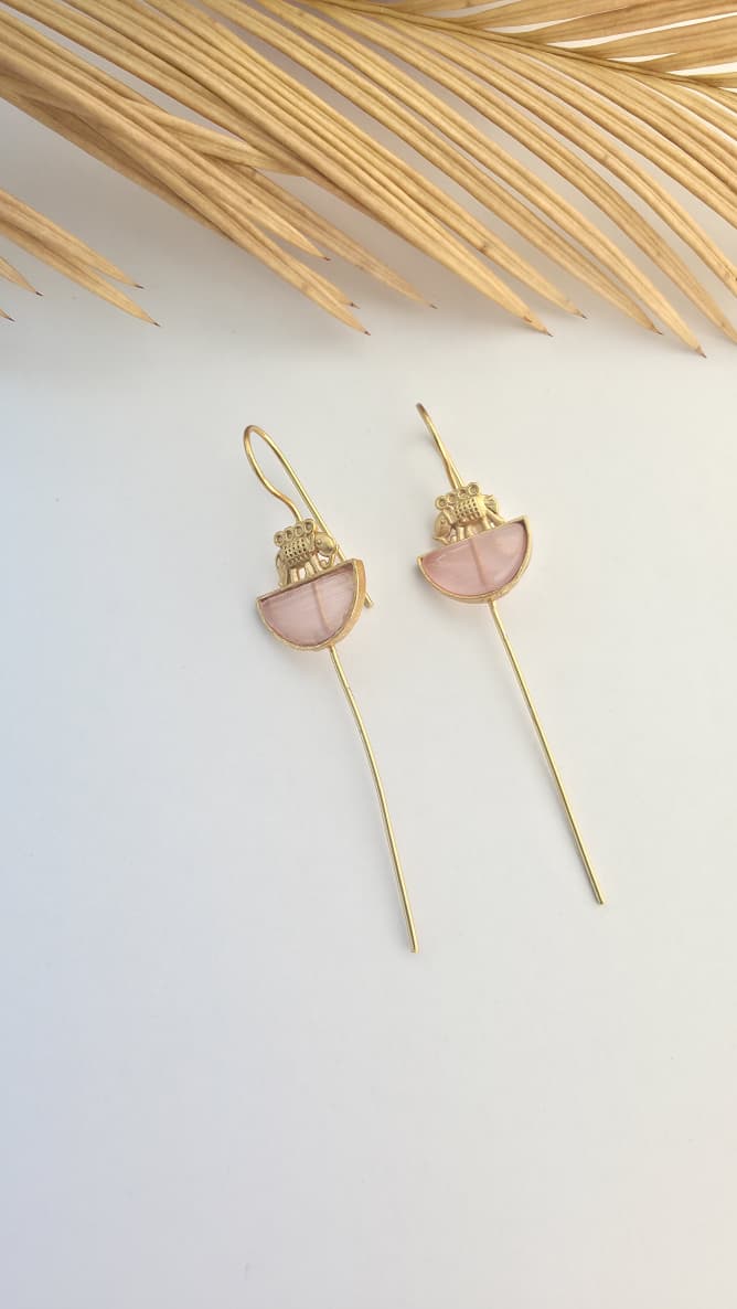 Elegant Rose Quartz Ear pins