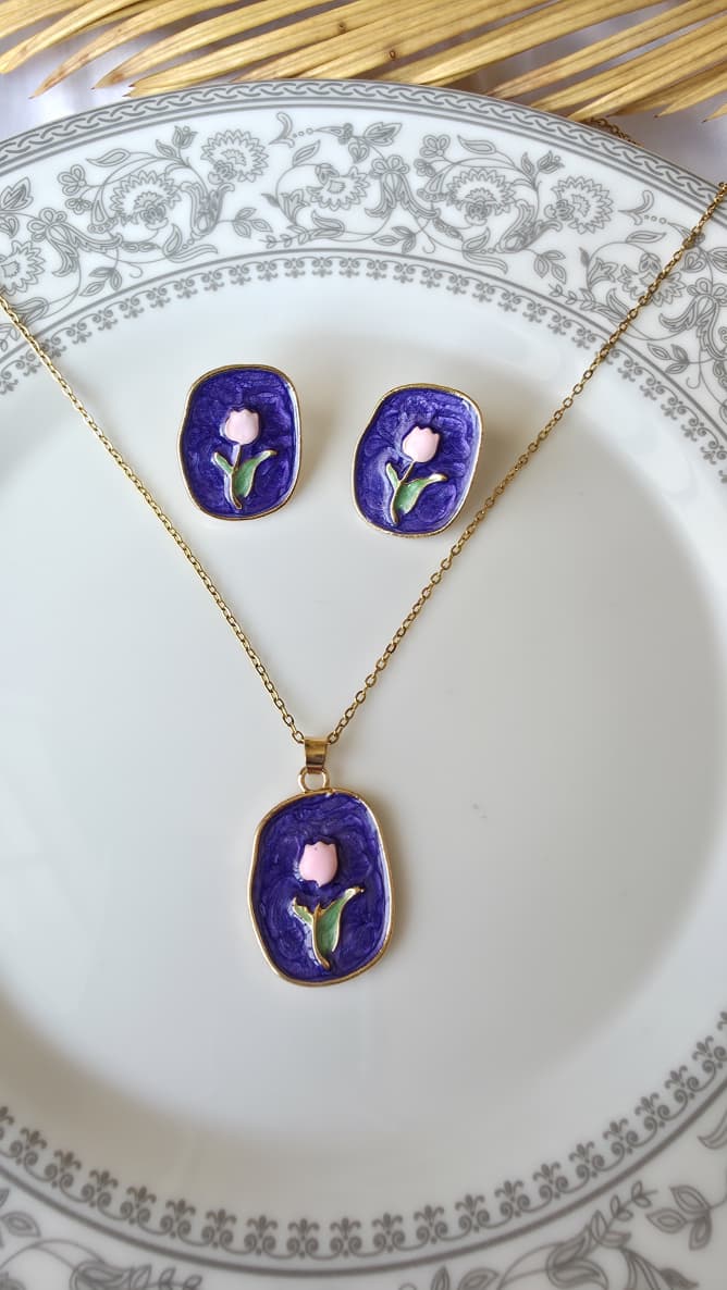 Purple Tulip Jewelry Set