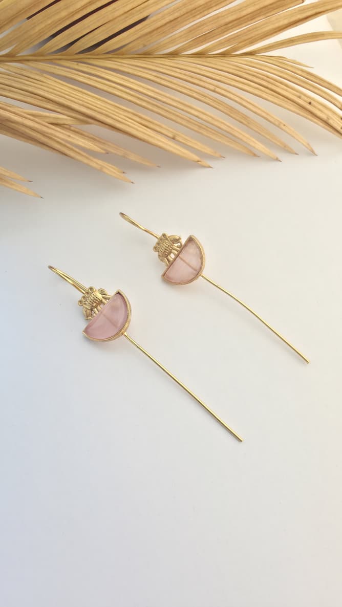 Elegant Rose Quartz Ear pins