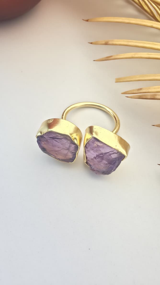 Raw Amethyst Statement Adjustable Ring