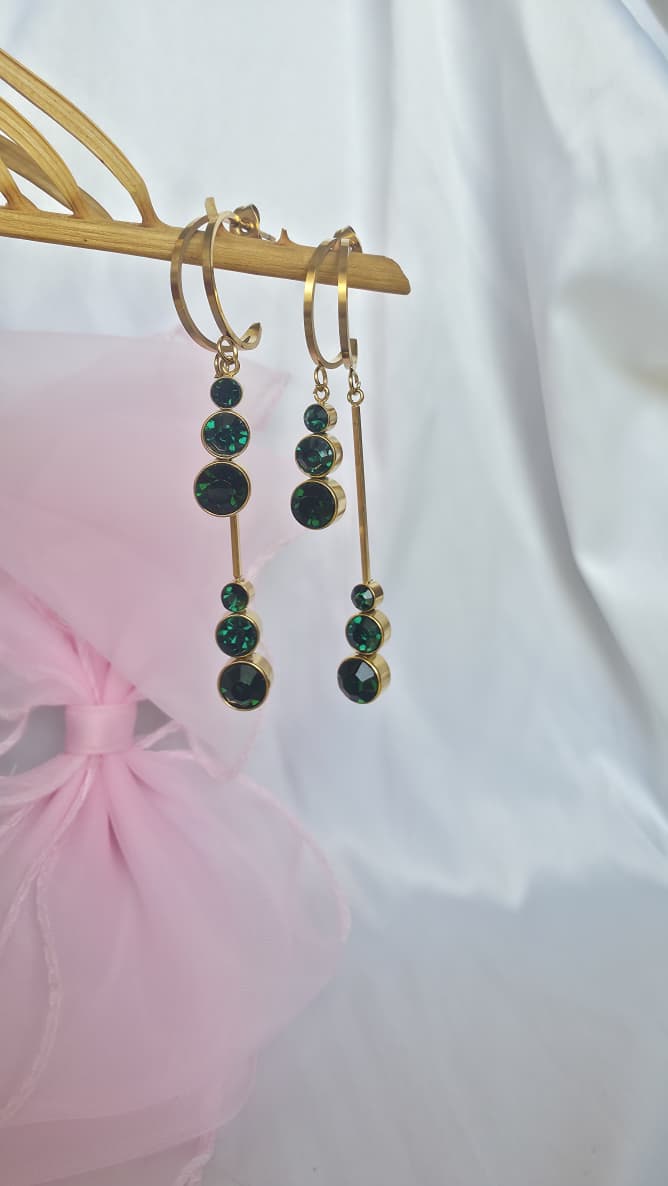 Abstract Emerald Dangle Earrings