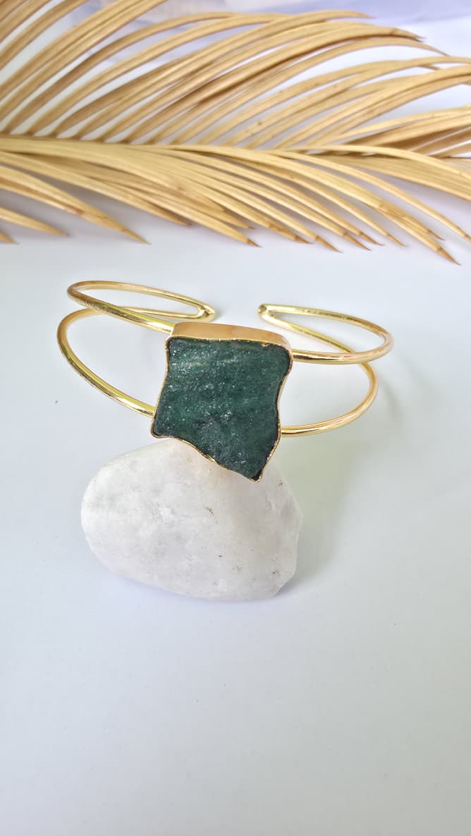 Druzzy Raw Stone Cuff Bracelet