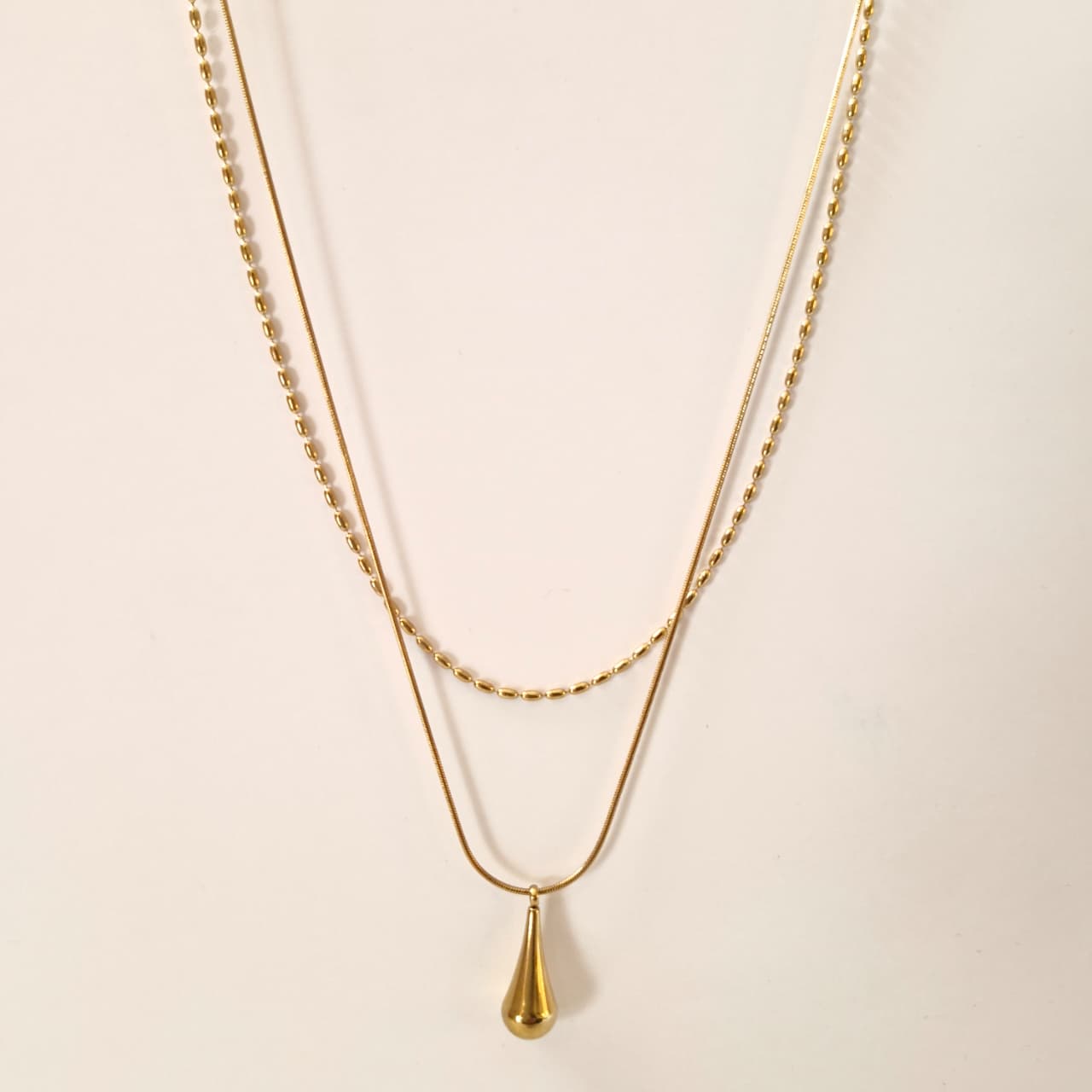  Teardrop double chain Pendant Necklace