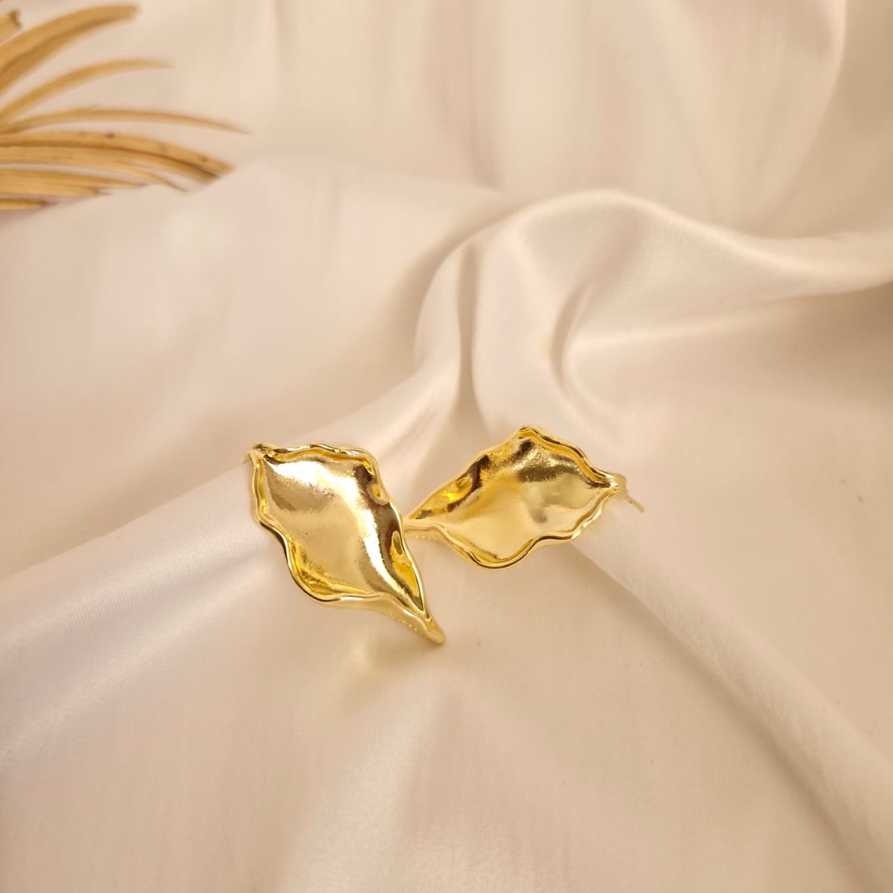 Gold Abstract Leaf Earrings