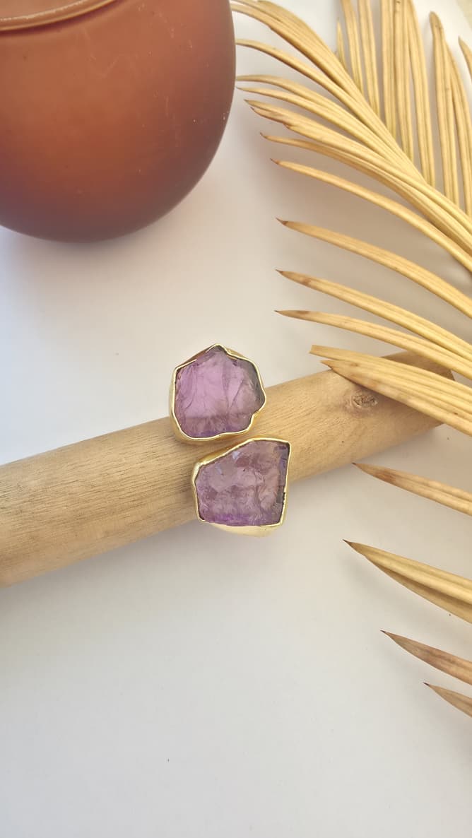 Raw Amethyst Statement Adjustable Ring