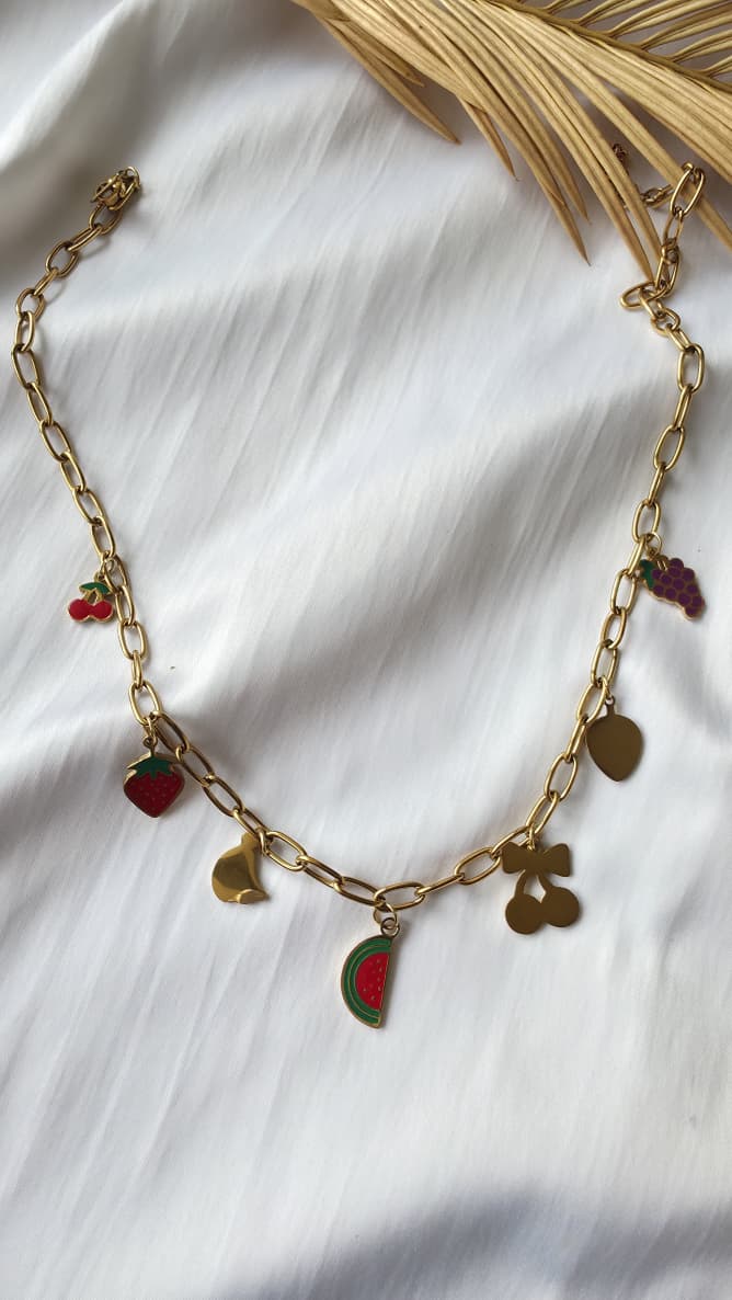 Fruit Charm Gold Chain Necklace