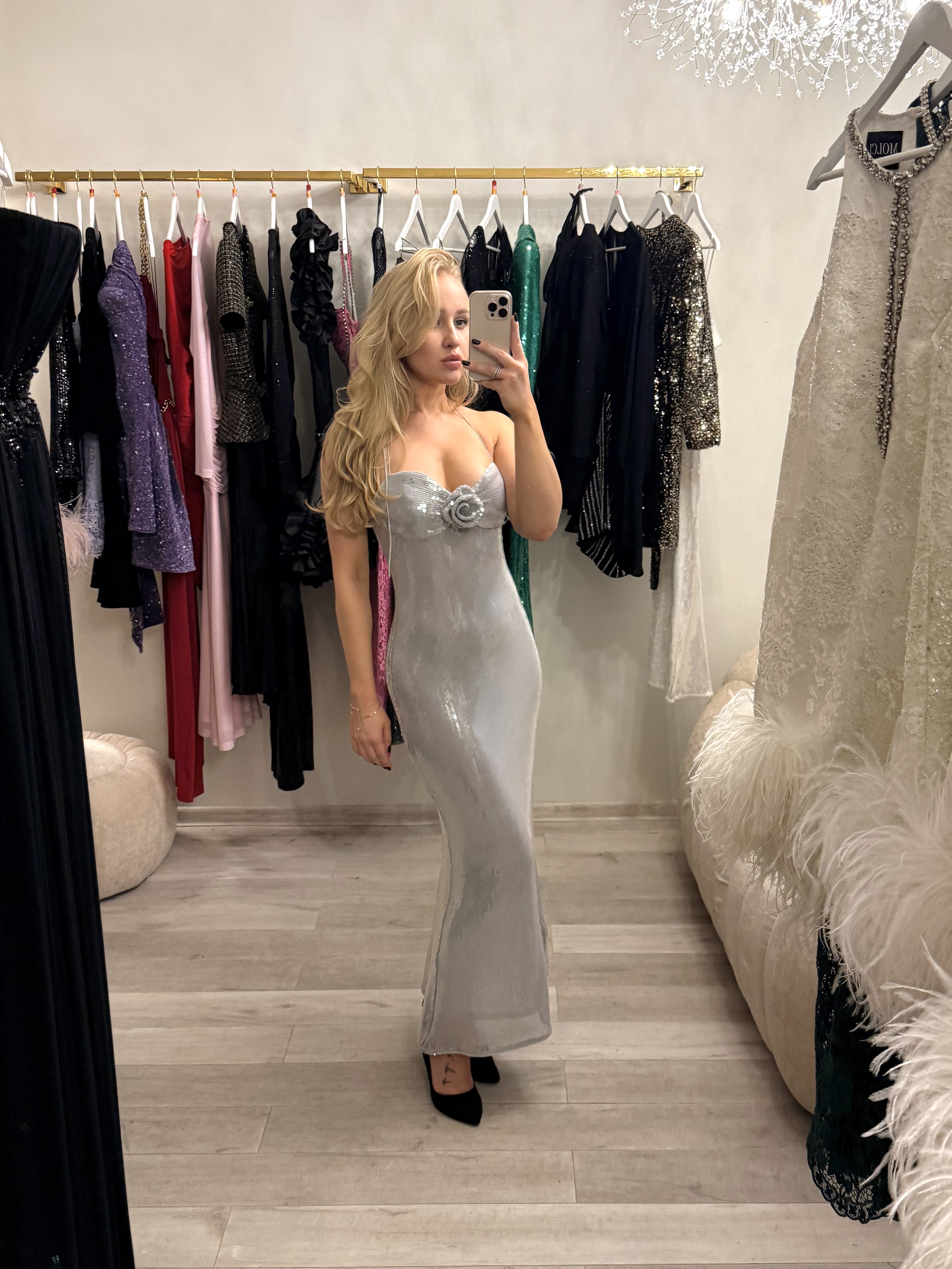 ASOS LUXE SILVER MIDI