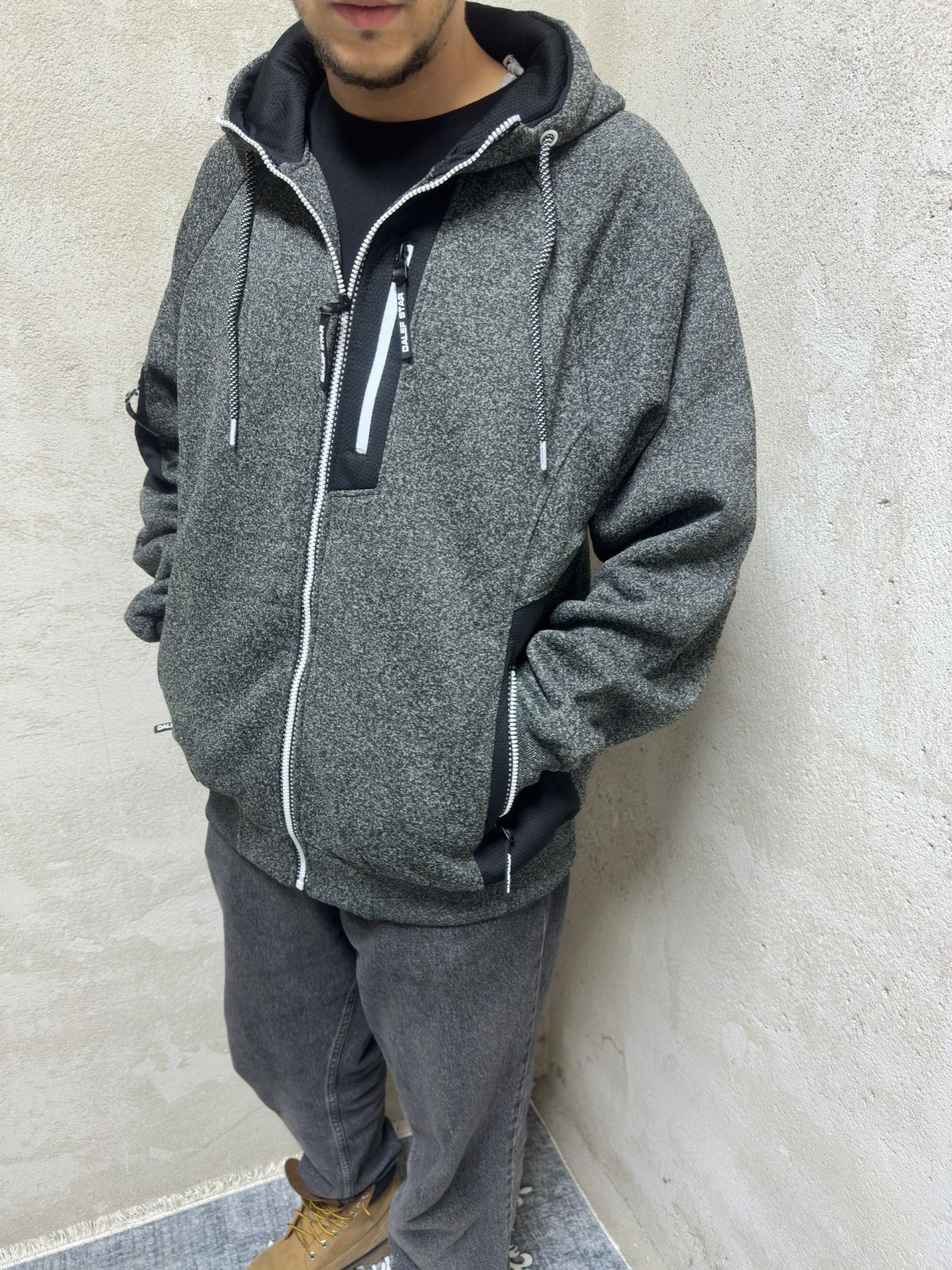 Duks - Men's Gray Fleece Zip-Up Hoodie