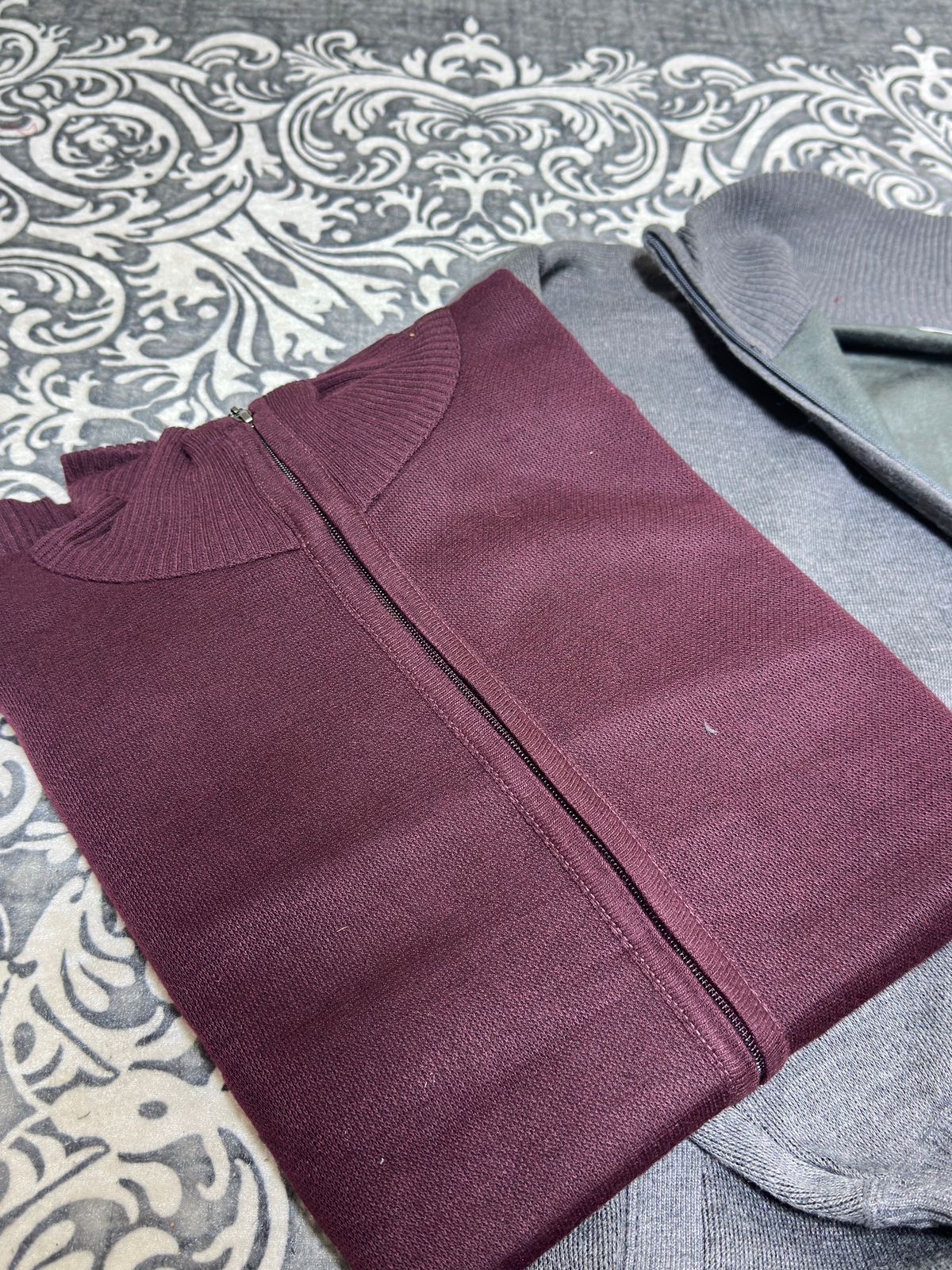 Xhemper - Burgundy Zip-Up Sweater