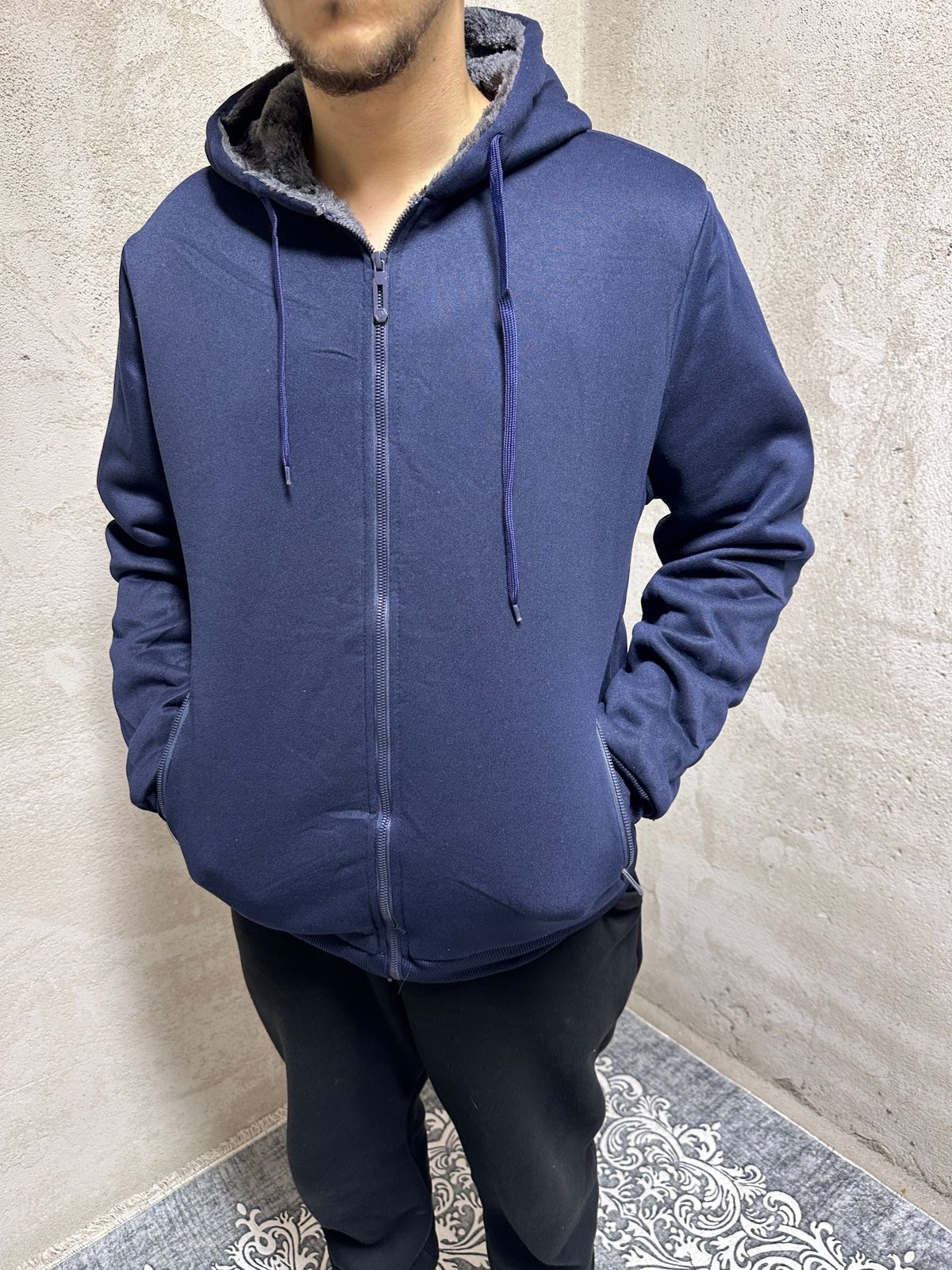 Duks - Men's Navy Blue Zip-Up Hoodie