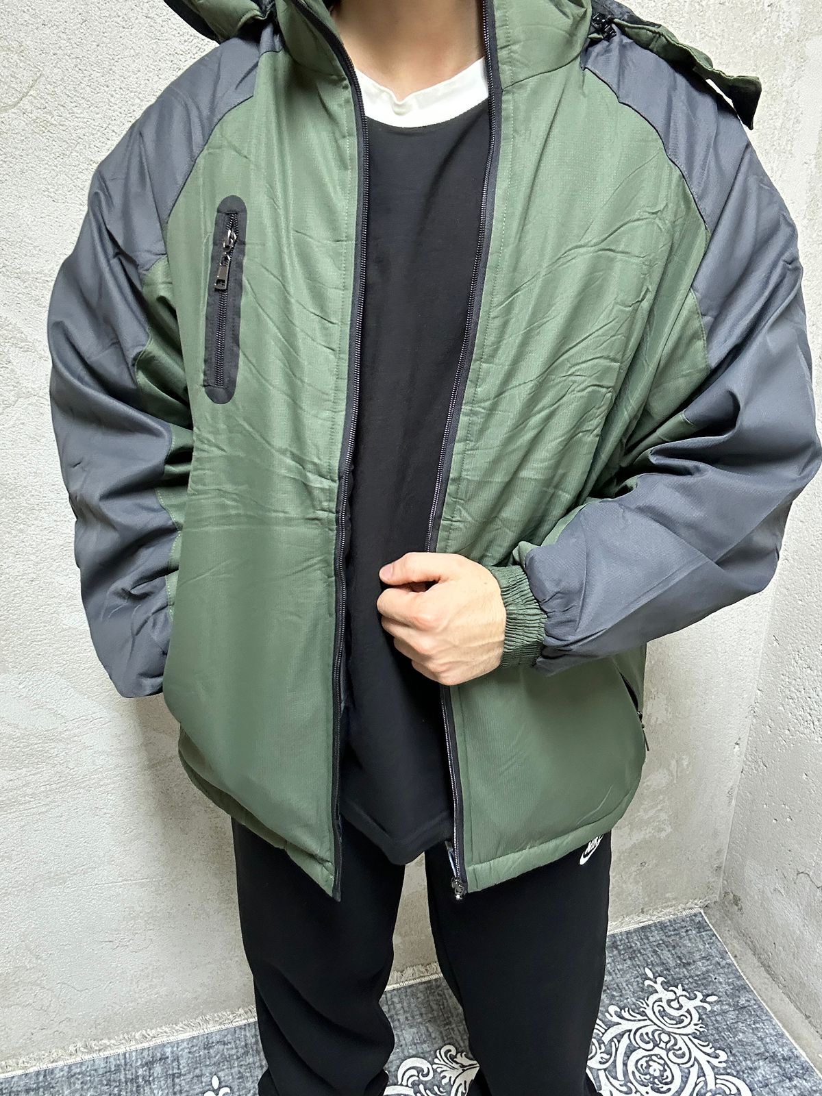 Jakne - Men's Green and Gray Winter Jacket