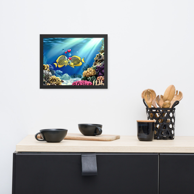 Fishy Love Premium Luster Photo Paper Framed Poster