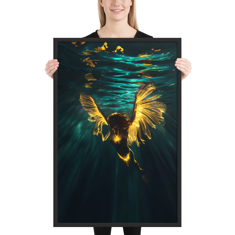 Underwater Angel Premium Luster Photo Paper Framed Poster