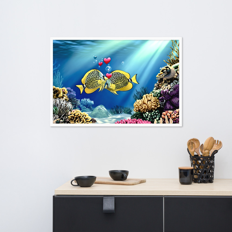 Fishy Love Premium Luster Photo Paper Framed Poster