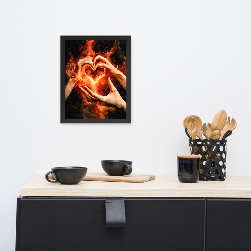Fiery Heart Premium Luster Photo Paper Framed Poster