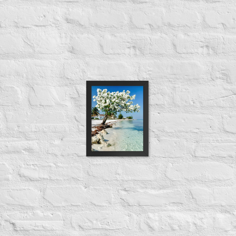 White Flower Premium Luster Photo Paper Framed Poster 