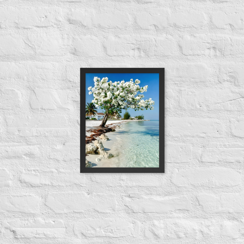 White Flower Premium Luster Photo Paper Framed Poster 