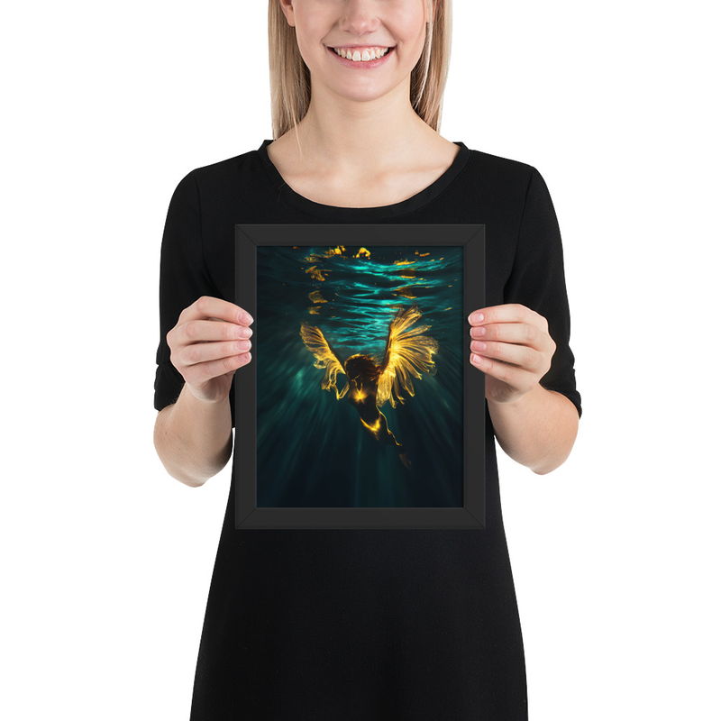 Underwater Angel Premium Luster Photo Paper Framed Poster 