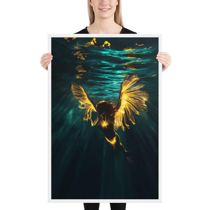 Underwater Angel Premium Luster Photo Paper Framed Poster 