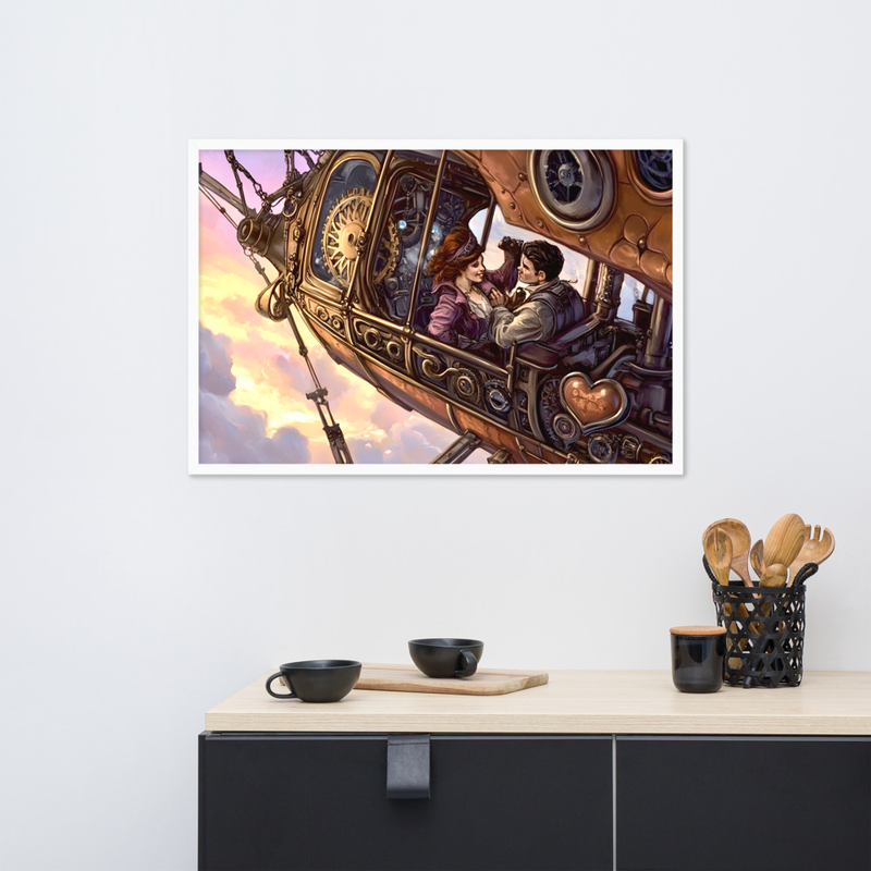 Flying Love Premium Luster Photo Paper Framed Poster