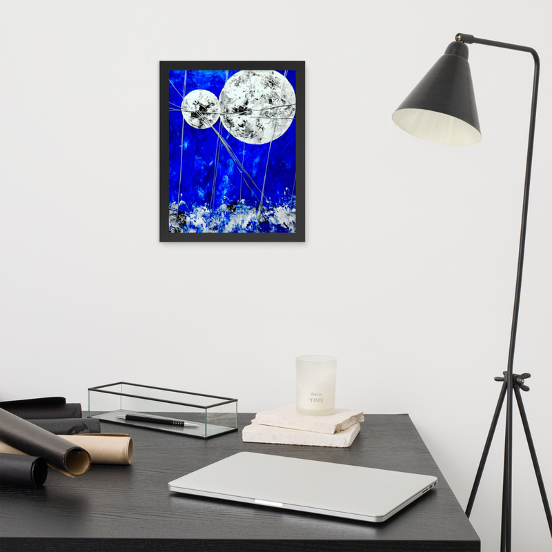 2 Moon Premium Luster Photo Paper Framed Poster 