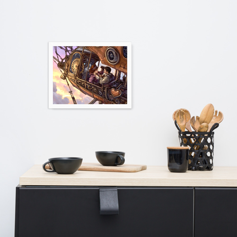 Flying Love Premium Luster Photo Paper Framed Poster