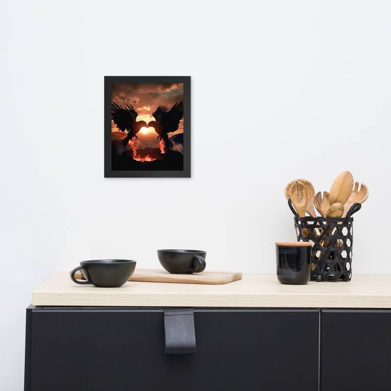 2 Flames Premium Luster Photo Paper Framed Poster 