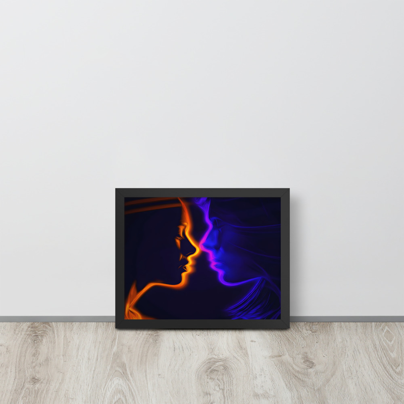 Neon Love Premium Luster Photo Paper Framed Poster 