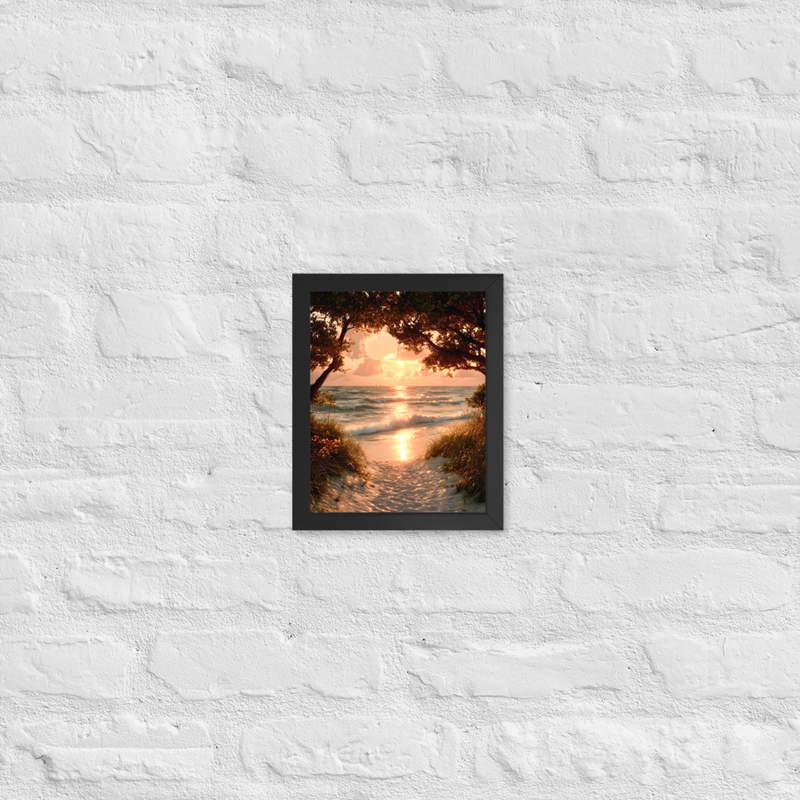 Golden Paradise Premium Luster Photo Paper Framed Poster 