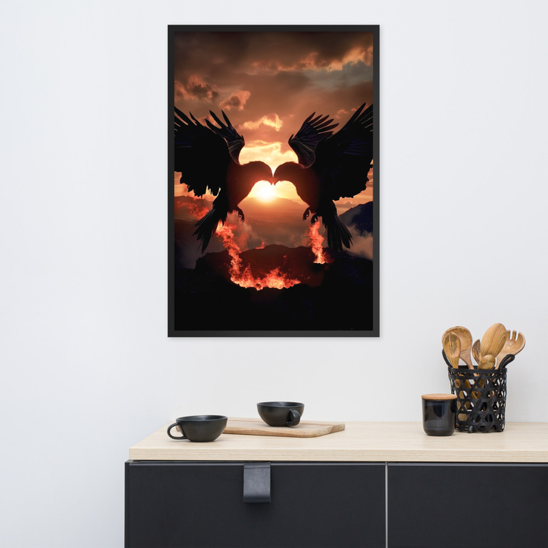2 Flames Premium Luster Photo Paper Framed Poster