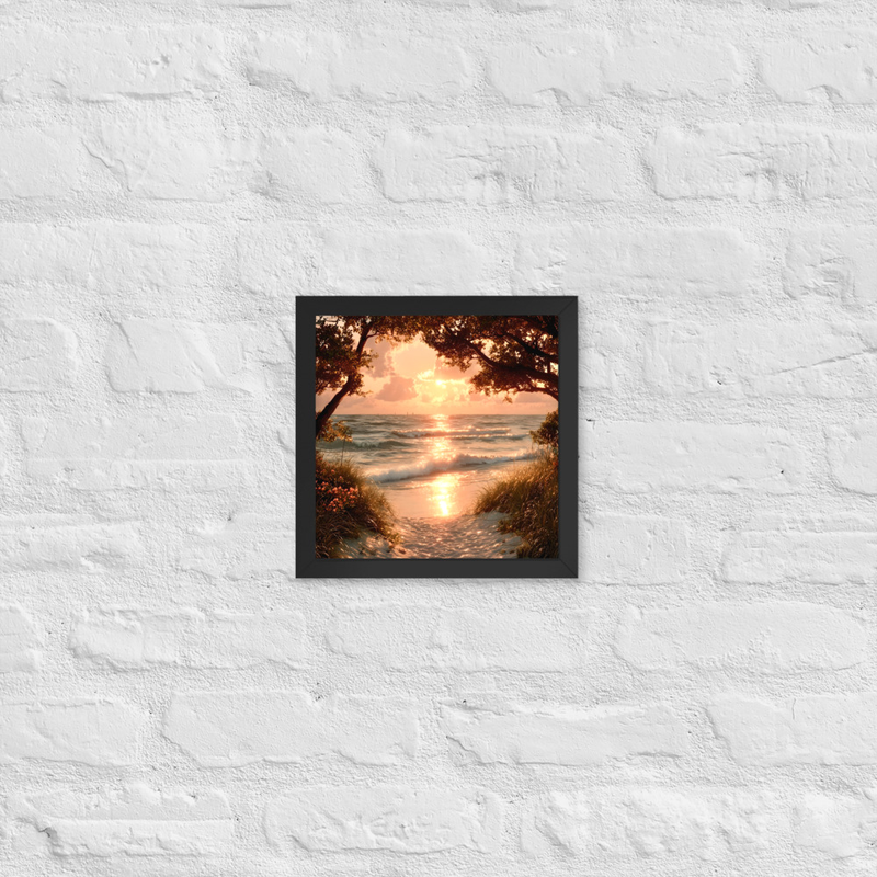 Golden Paradise Premium Luster Photo Paper Framed Poster 