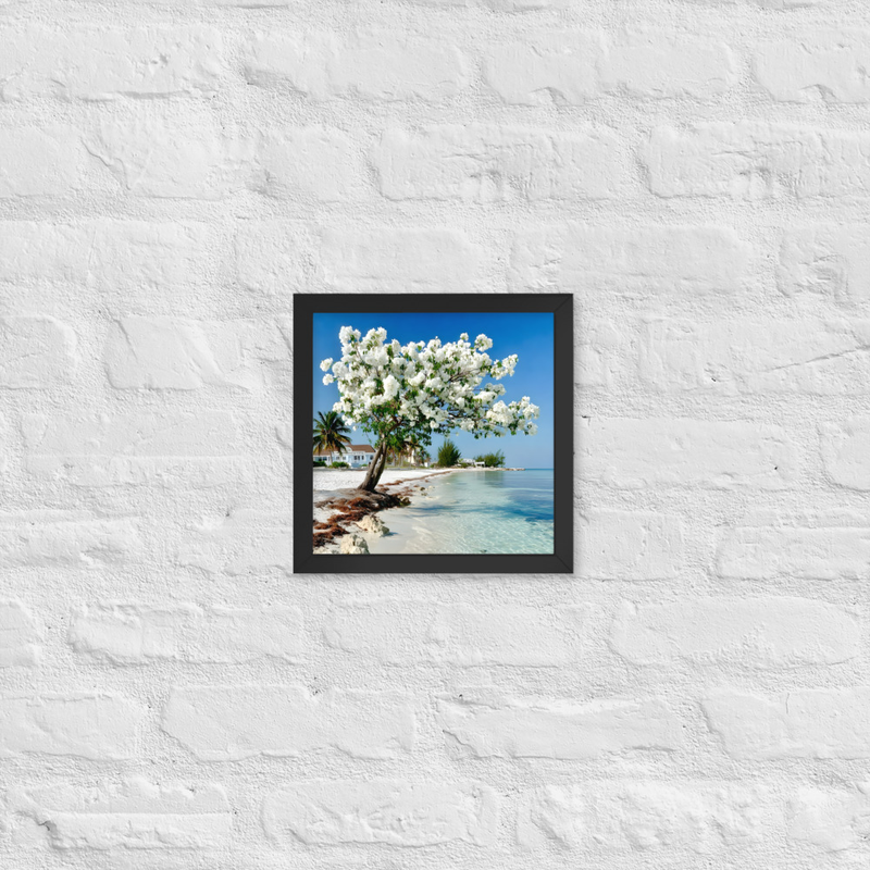 White Flower Premium Luster Photo Paper Framed Poster 