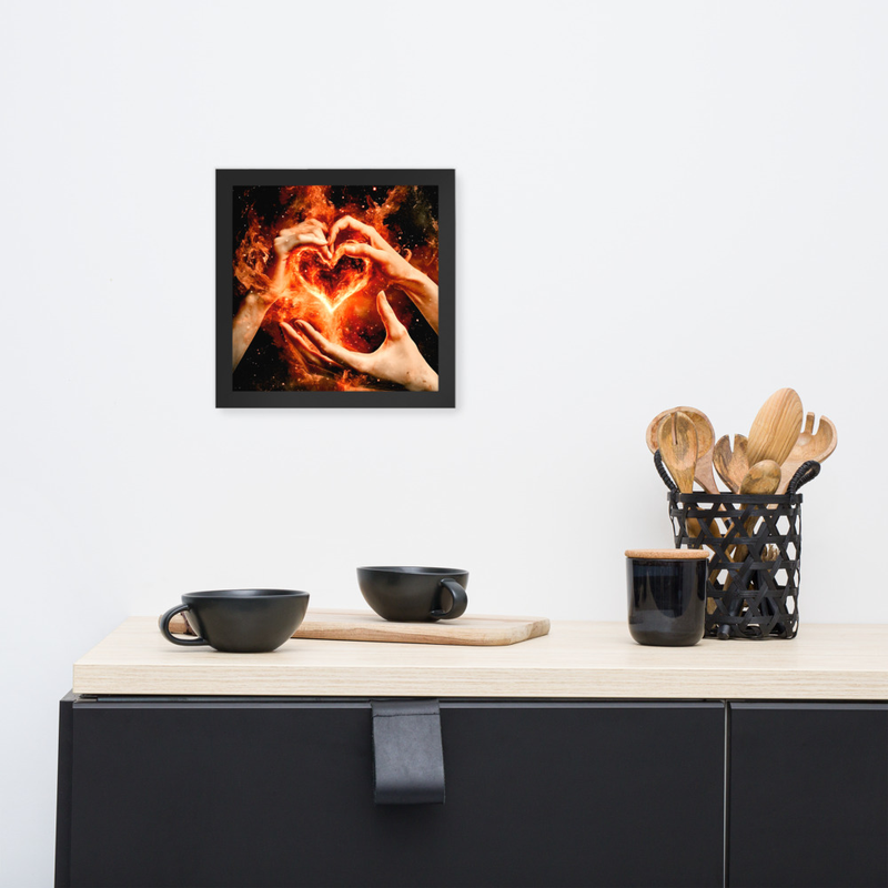 Fiery Heart Premium Luster Photo Paper Framed Poster