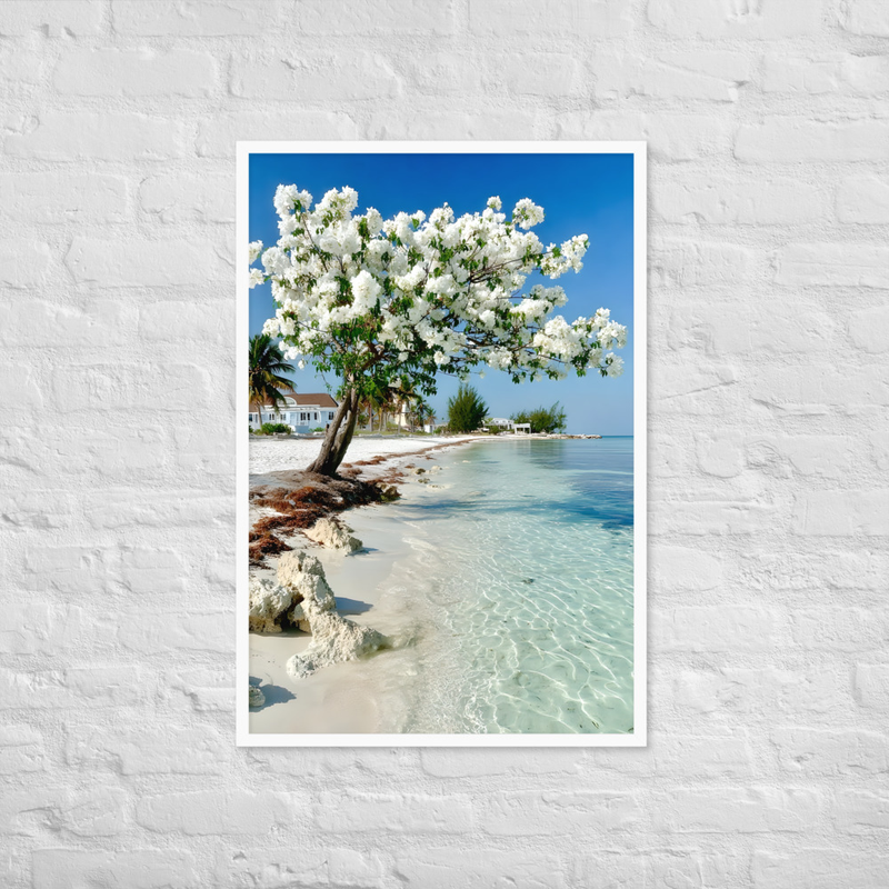 White Flower Premium Luster Photo Paper Framed Poster 