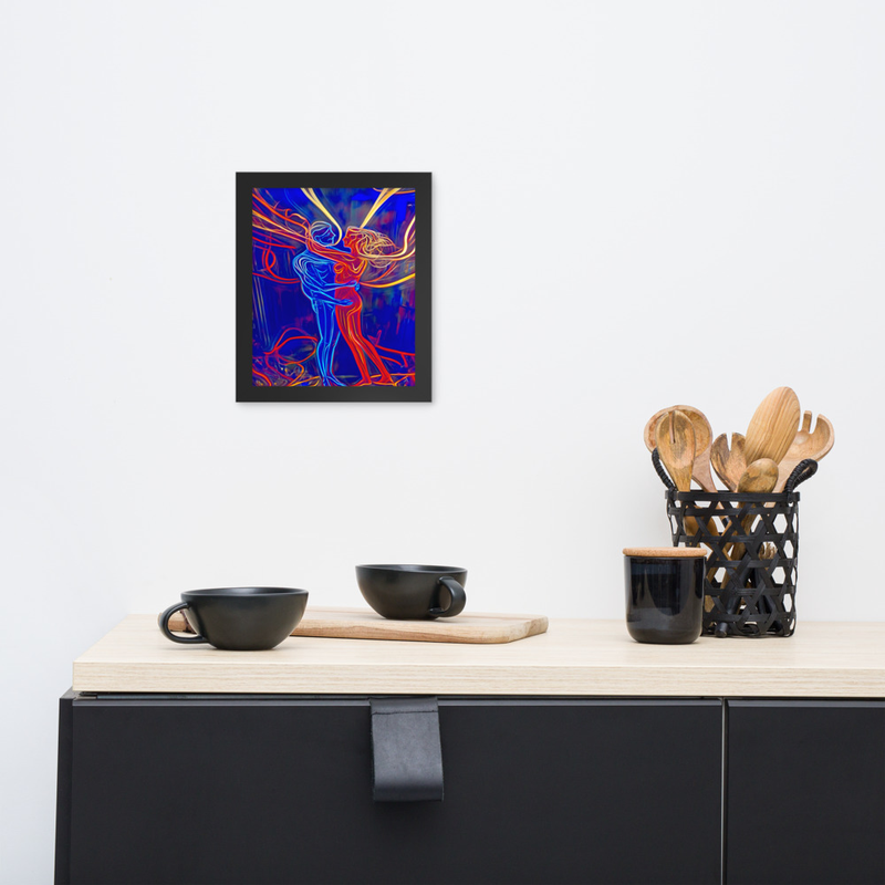 Neon Embrace Passion Premium Luster Photo Paper Framed Poster