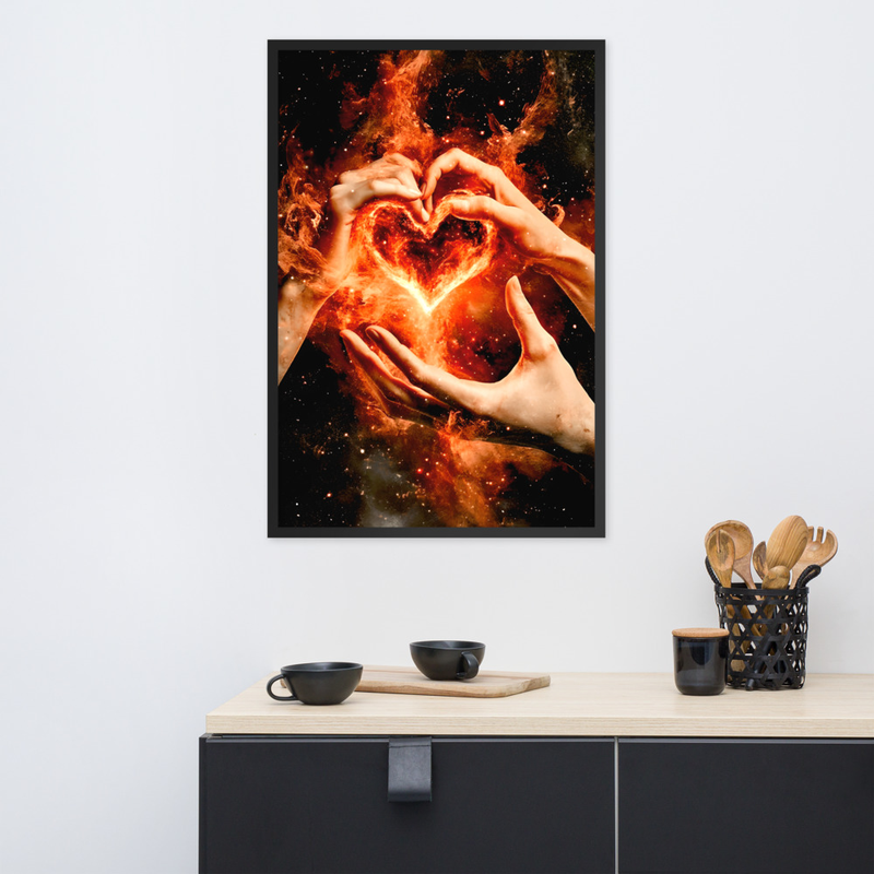 Fiery Heart Premium Luster Photo Paper Framed Poster