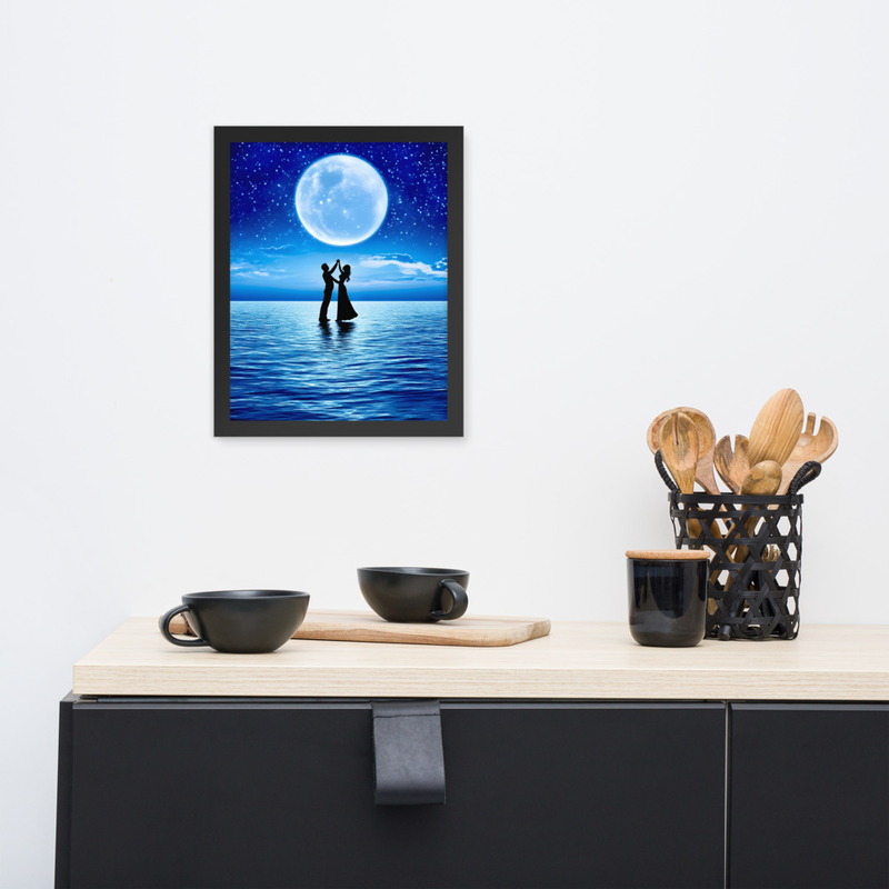 Moonlit Couple Dance Premium Luster Photo Paper Framed Poster