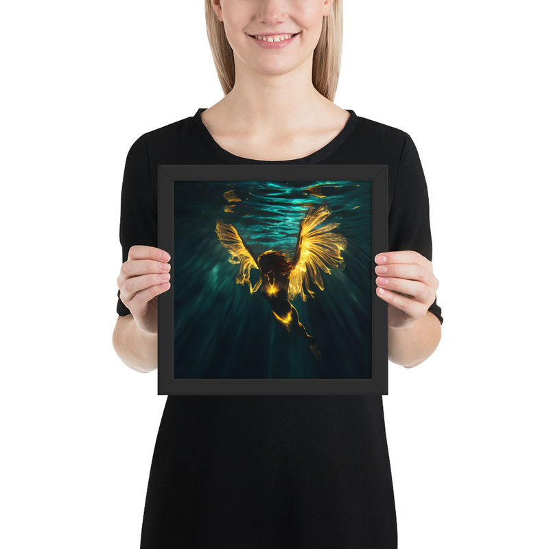 Underwater Angel Premium Luster Photo Paper Framed Poster 