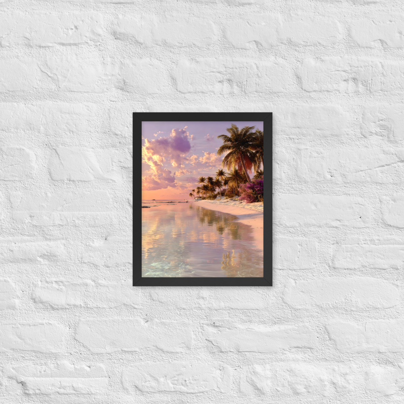 Paradise Island Premium Luster Photo Paper Framed Poster 