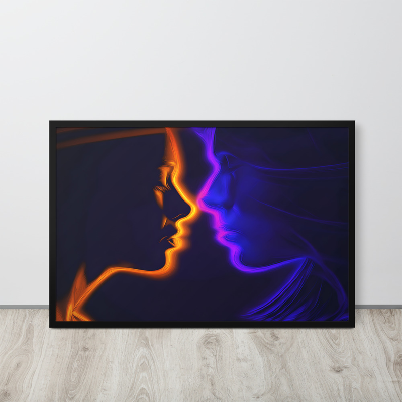 Neon Love Premium Luster Photo Paper Framed Poster