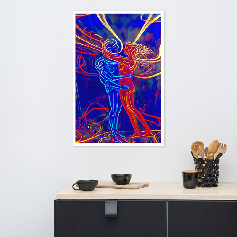 Neon Embrace Passion Premium Luster Photo Paper Framed Poster
