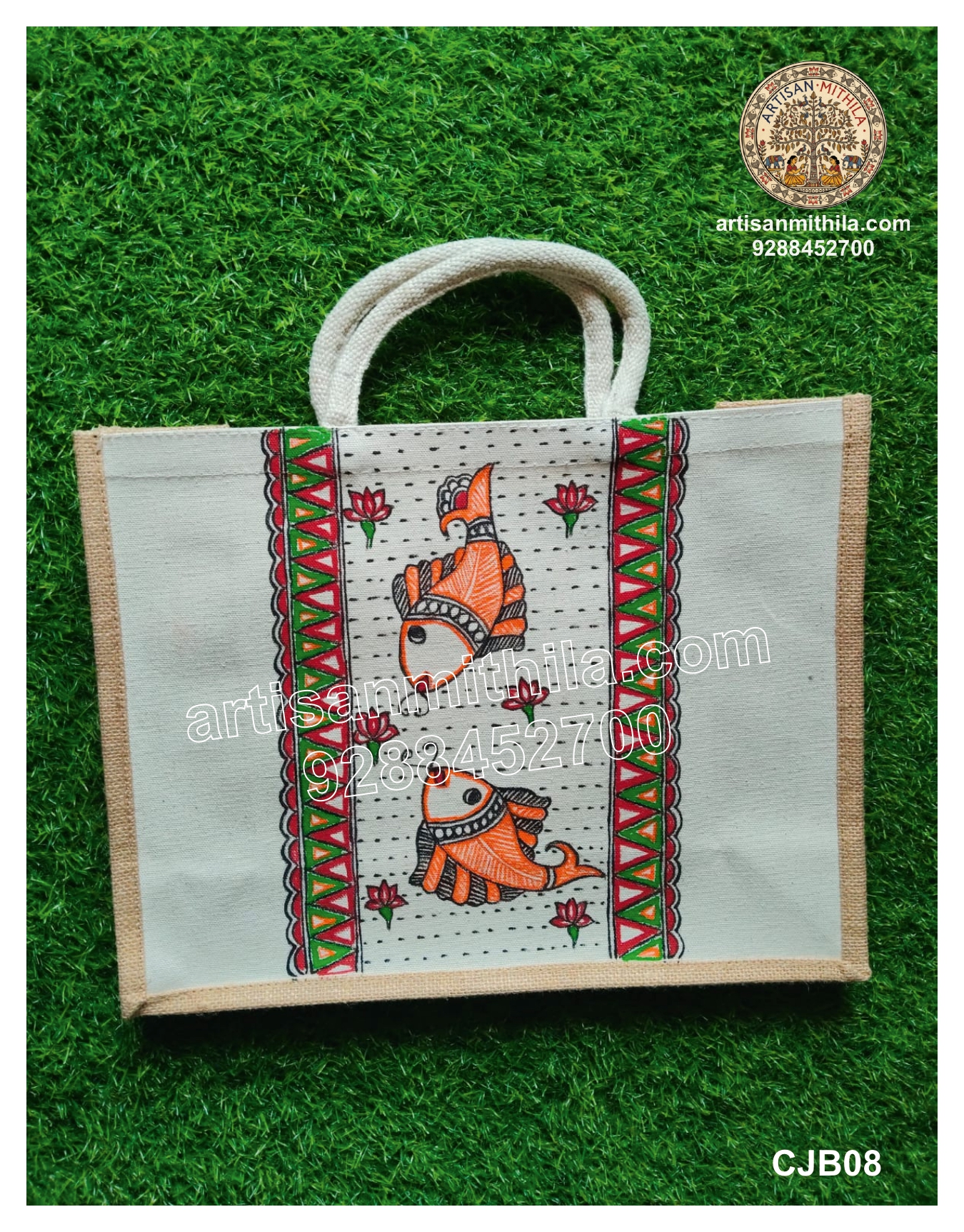 Hand-painted Jute Bag