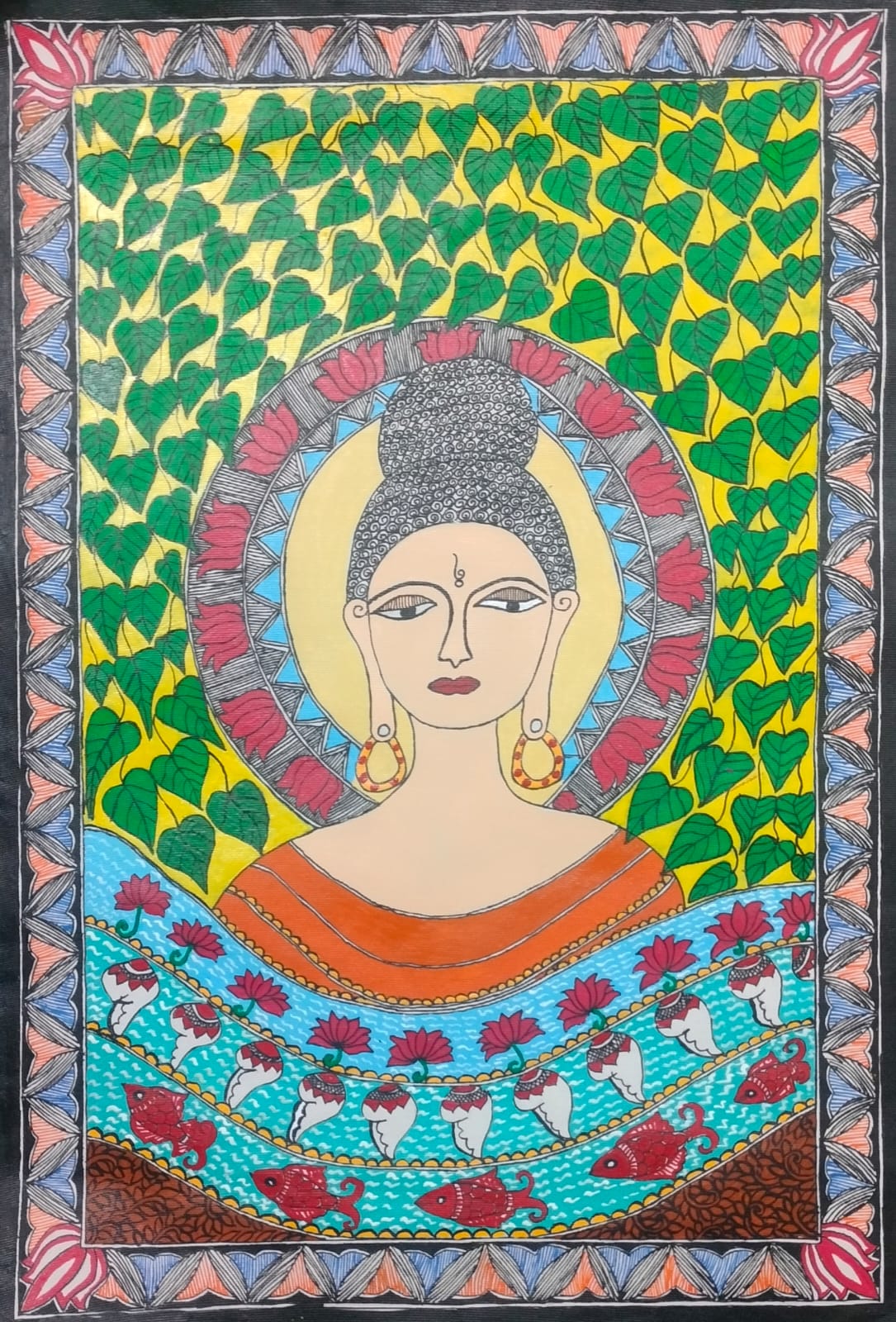 Handmade Buddha Madhubani Painting