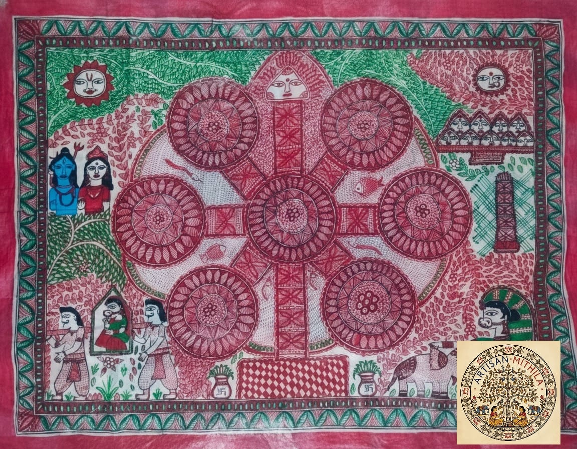 Handcrafted Kohbar Madhubani Painting