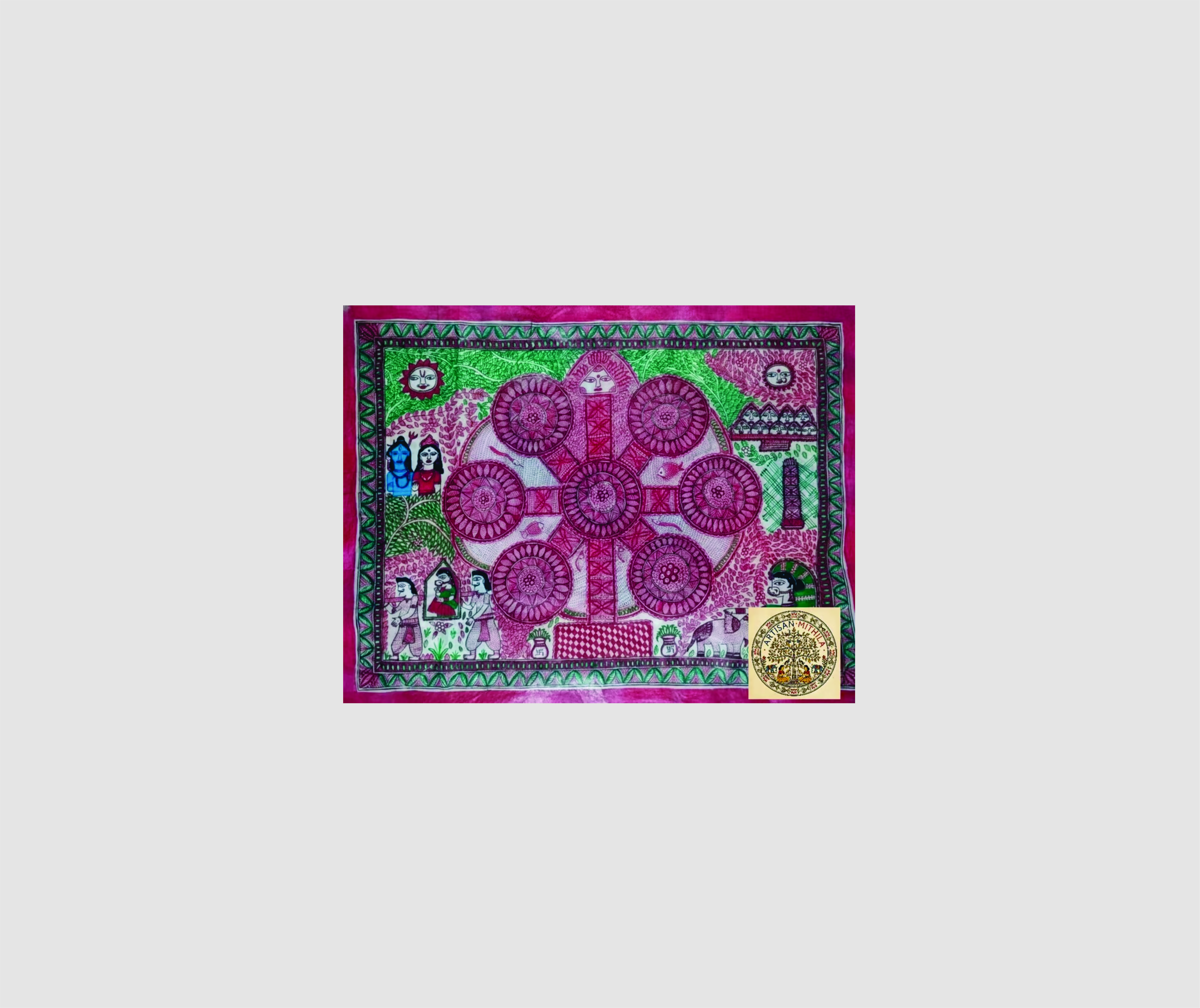 Handcrafted Kohbar Madhubani Painting