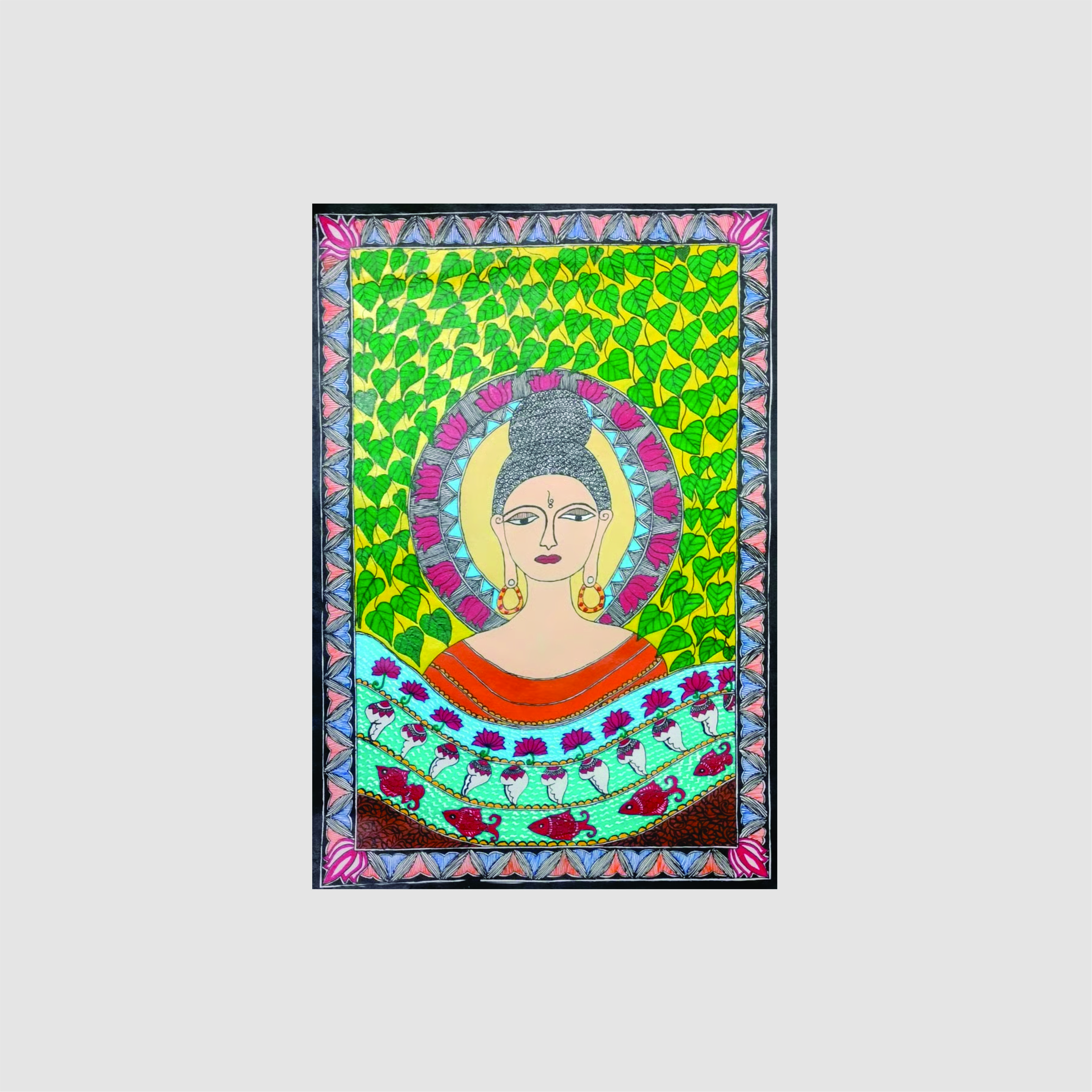 Handmade Buddha Madhubani Painting