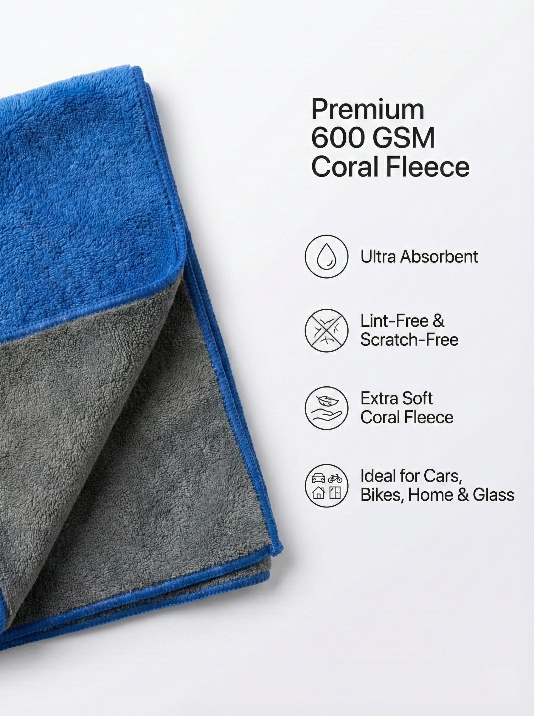 MakerX 600 GSM Premium Coral Fleece Microfiber Towel (40×40 cm)